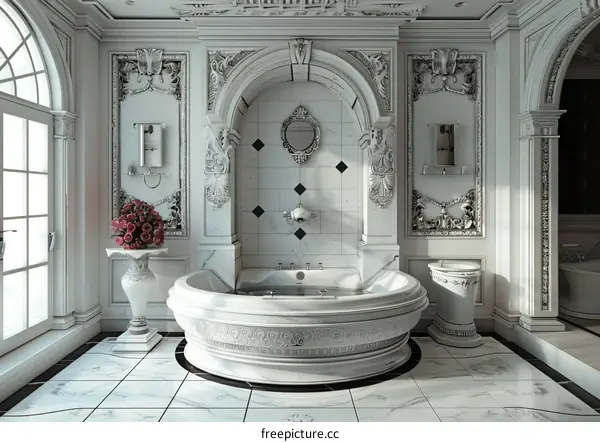 Luxury White Marble Bathroom Interior Design