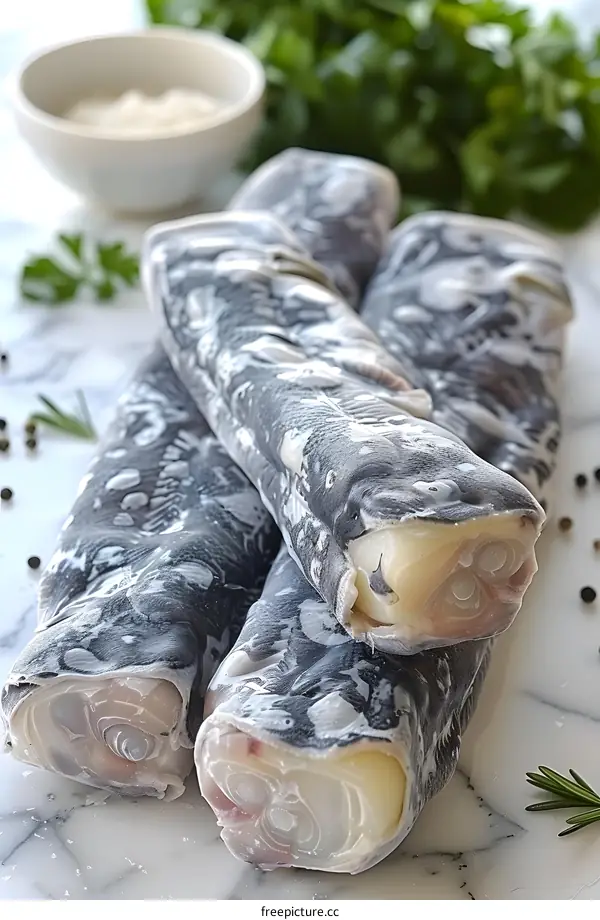 Fresh Fish Fillets on Marble Surface