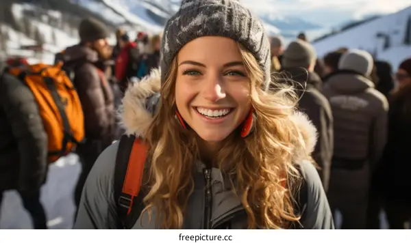 portrait of a smiling woman in winter clothes