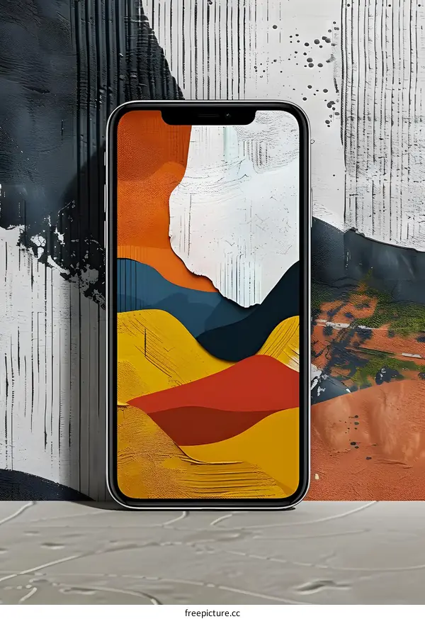 Abstract Phone Background With Hills And Stripes