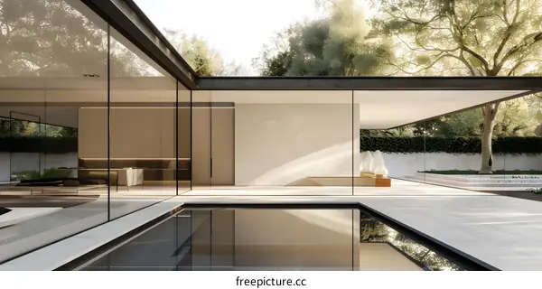 Modern Minimalist Home with Glass Walls and Pool