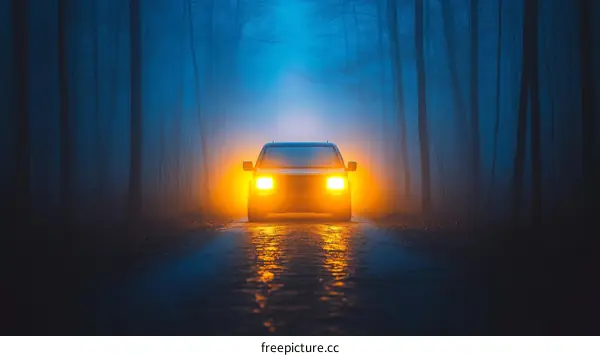Foggy Forest Night Road Trip