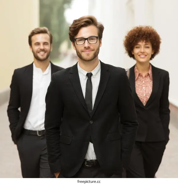 Business Professionals Walking Together in City