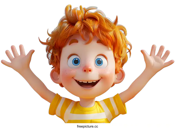 [Transparent Background PNG]Happy Cartoon Boy with Open Arms