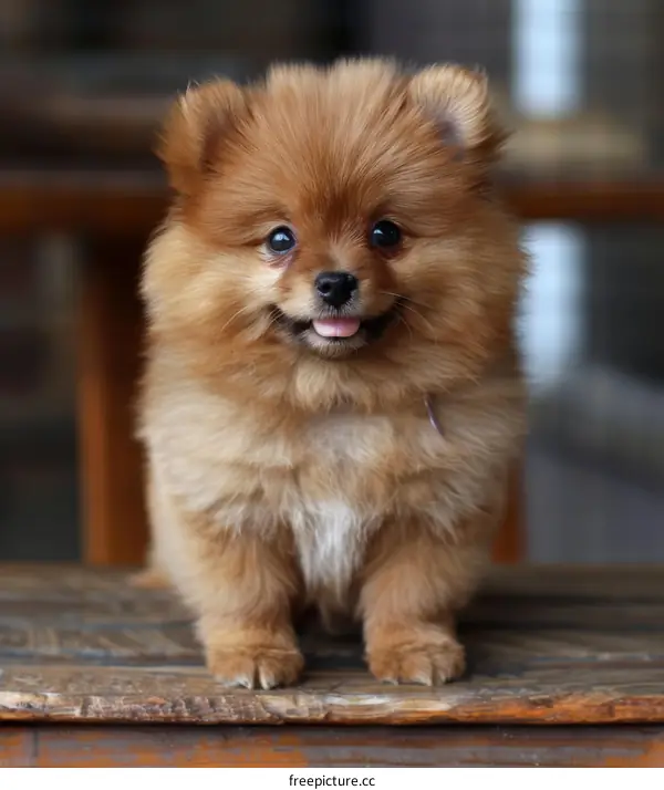 Adorable Brown Pomeranian Puppy Portrait
