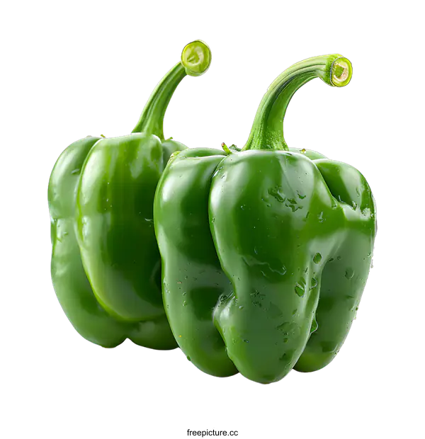 [Transparent Background PNG]Two fresh green bell peppers