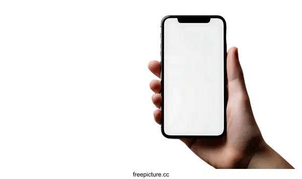 [Transparent Background PNG]Hand Holding Smartphone with Blank Screen