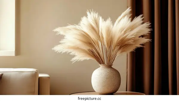 Bohemian Interior Decor with Dried Pampas Grass