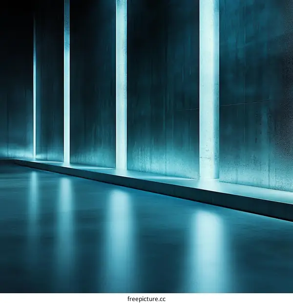 Modern Concrete Corridor with Neon Lighting