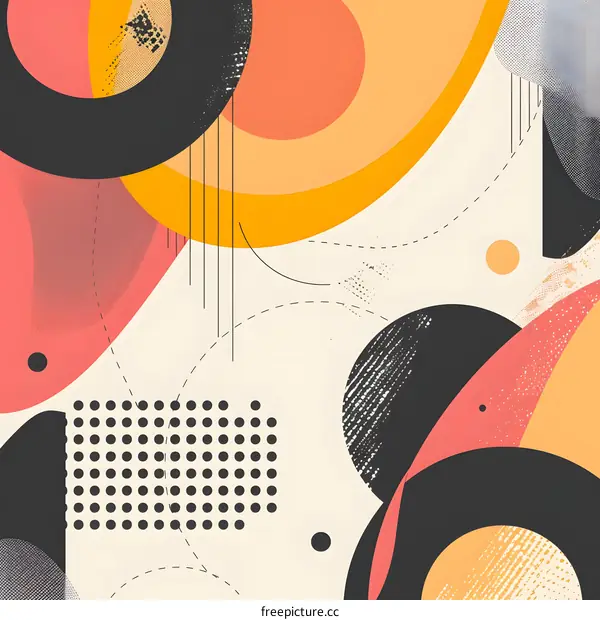 Abstract Geometric Shapes Design with Circles and Lines