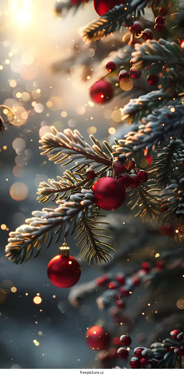 Christmas Tree With Red Baubles