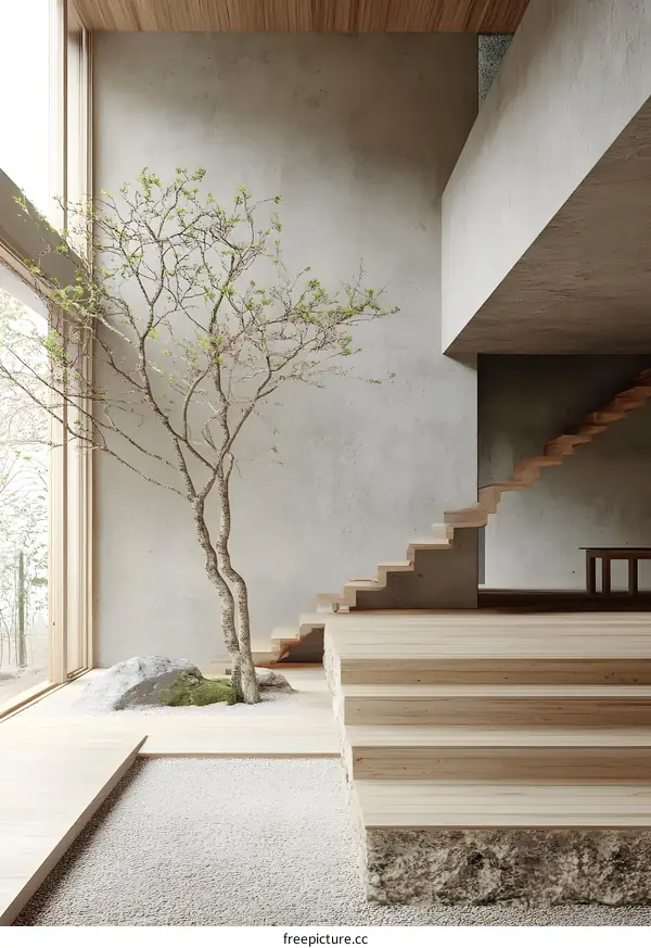 Modern Minimalist Interior Design with a Zen Garden