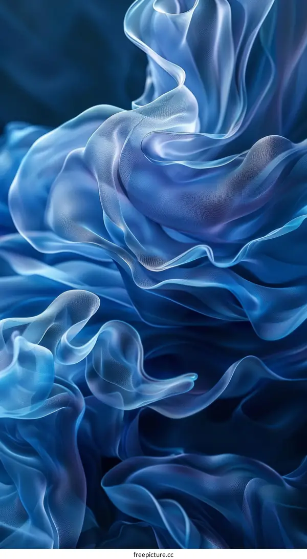 Blue fabric with wavy folds