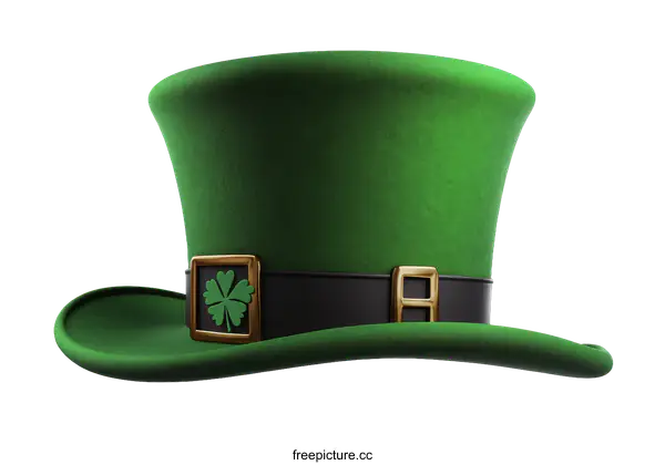 [Transparent Background PNG]Lucky Clover Green Top Hat Illustration