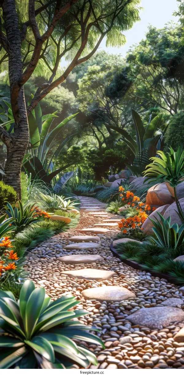 Tropical Garden Pathway Illustration