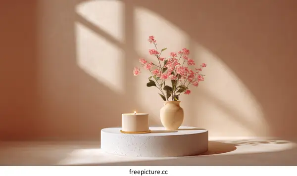 Elegant Pink Flowers Still Life Illustration