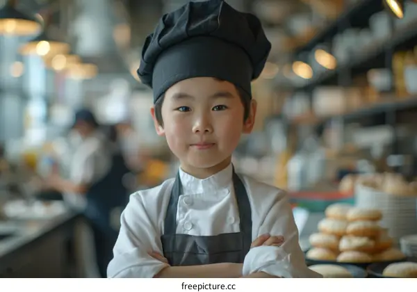 Young Asian Chef in a Commercial Kitchen