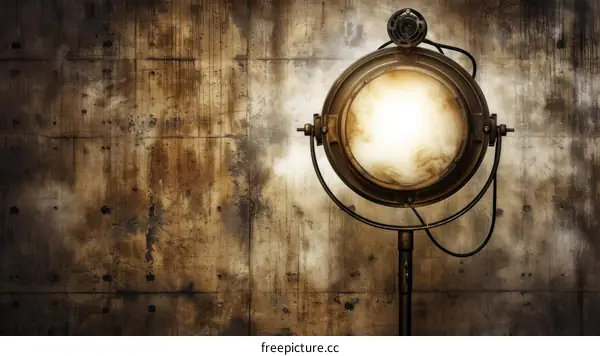 Retro spotlight with smoke and grunge background