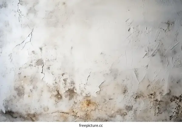 White wall texture background with cracks and peeling paint