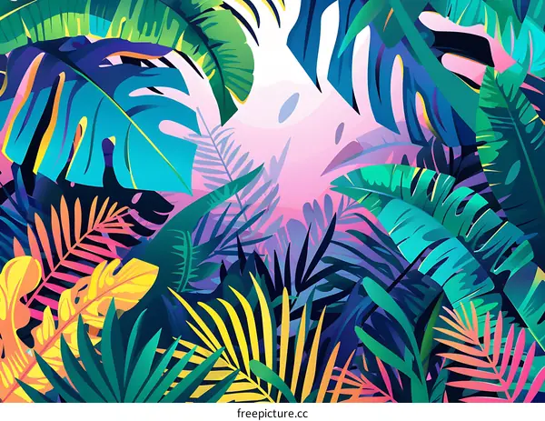 Tropical Leaves Pattern Design Illustration