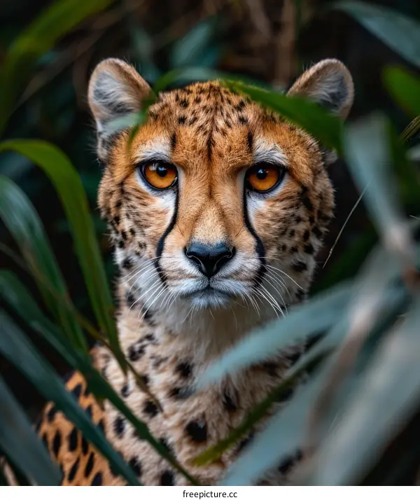 Cheetah Hiding in the African Savanna