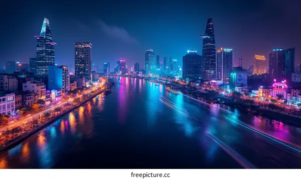 Night view of Ho Chi Minh City, Vietnam