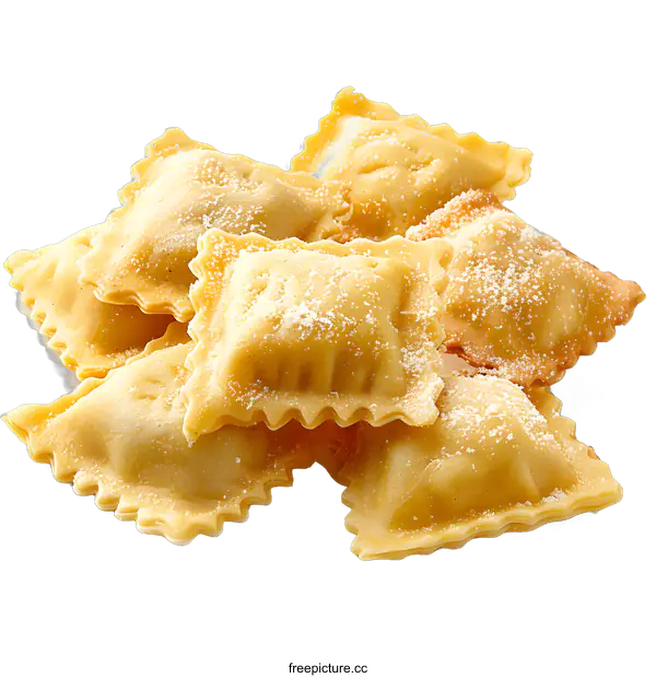 [Transparent Background PNG]Ravioli pasta with sugar powder