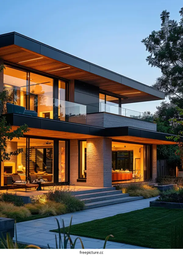 Stunning Exterior Design of a Modern Two Storey House with Brick and Wood