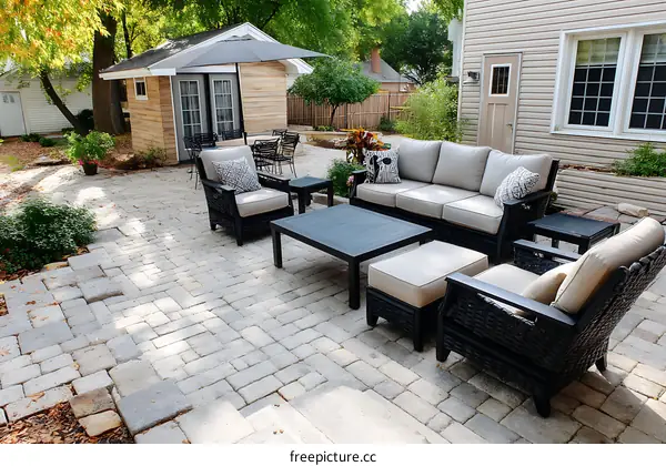 Outdoor Patio Furniture Set with Paver Patio