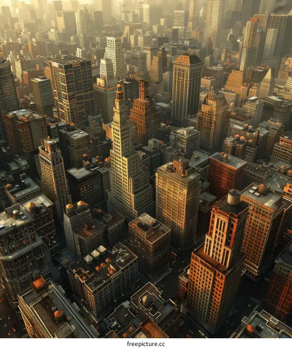 Towering Skyscrapers and a Hazy Atmosphere in a Modern Metropolis