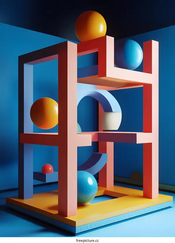 Abstract 3D Composition of Shapes and Colors