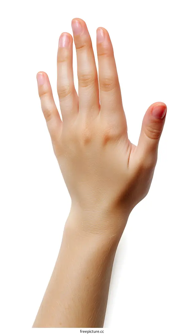 A hand with five fingers raised up