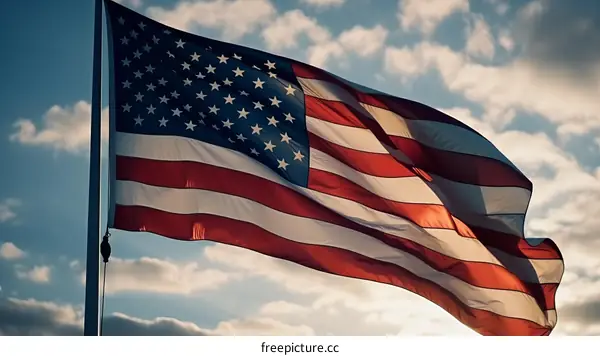 American flag waving in the wind
