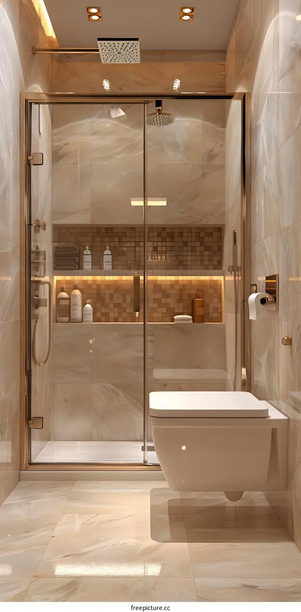 Gold shower room and toilet