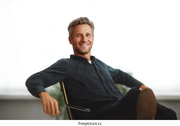 Businessman Relaxing in Office Chair