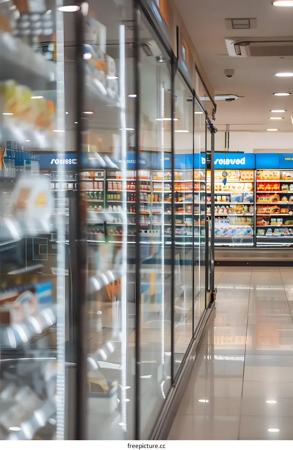 Refrigerated Display Cases in a Grocery Store