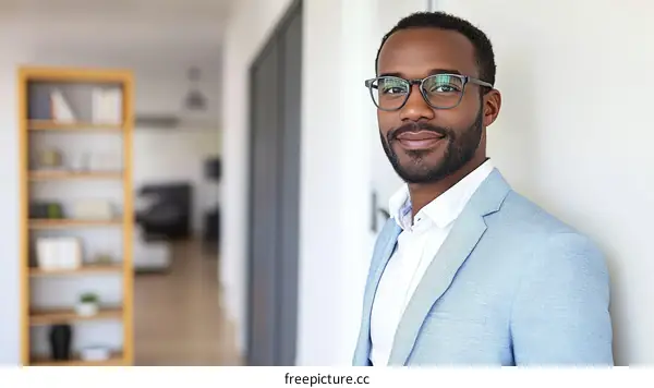 Confident African Business Professional in Modern Interior