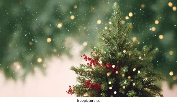 Christmas Tree in Snowy Background