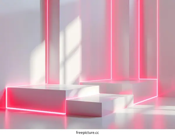 Pink Neon Product Display Platform - 3D Rendering