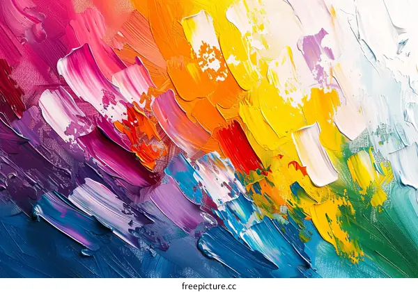 Colorful abstract painting with bright rainbow colors