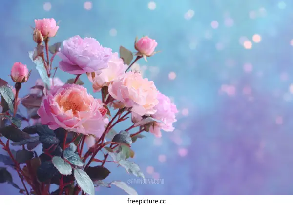 Beautiful Pink and Purple Roses in Soft Light
