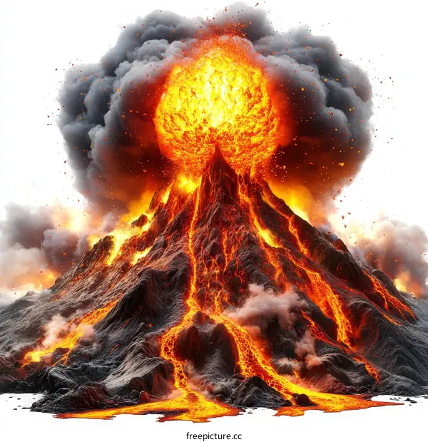 Erupting Volcano Natural Disaster Illustration