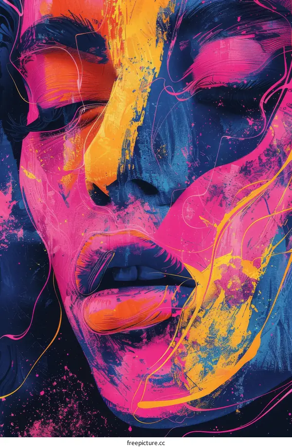 Abstract Colorful Female Portrait Art