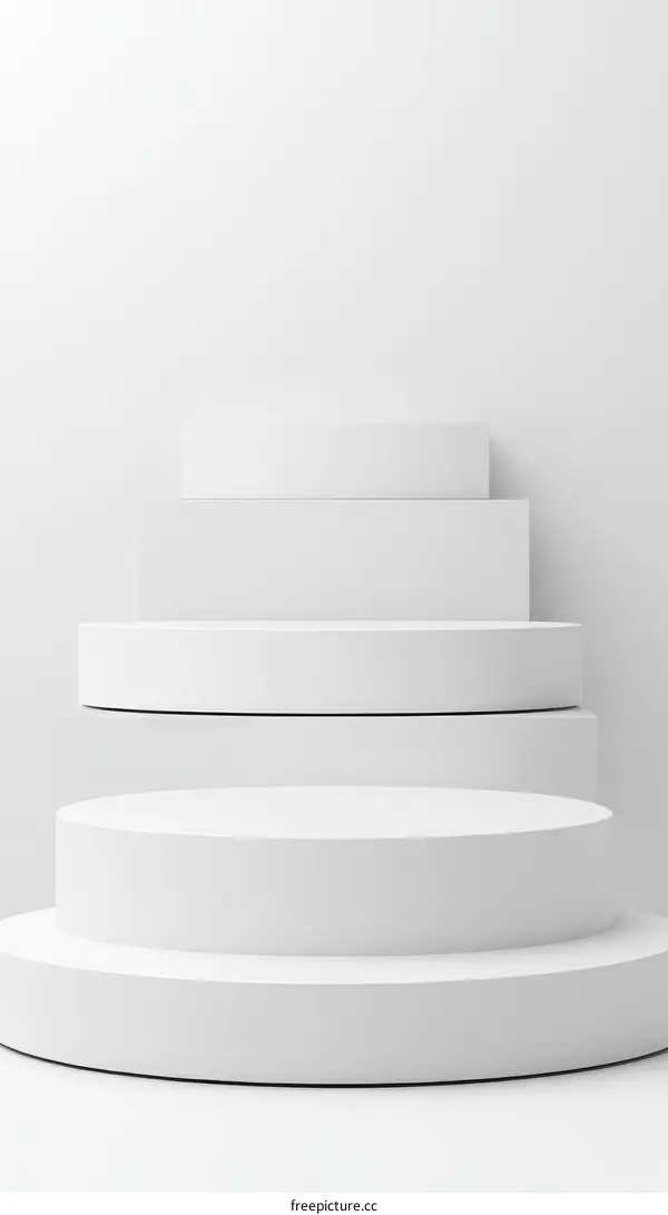 Abstract White Geometric Stages for Product Presentation