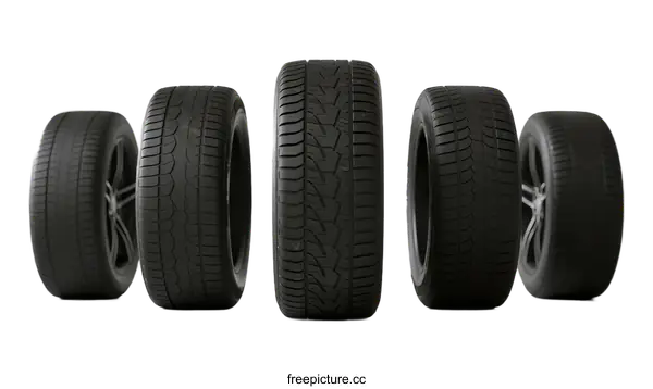 [Transparent Background PNG]Collection of car tires on white background for vehicle