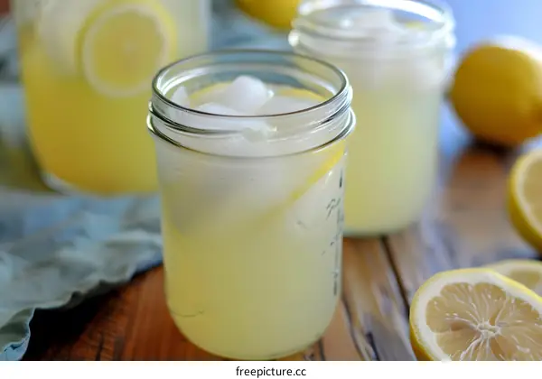 Homemade Iced Lemonade in a Mason Jar