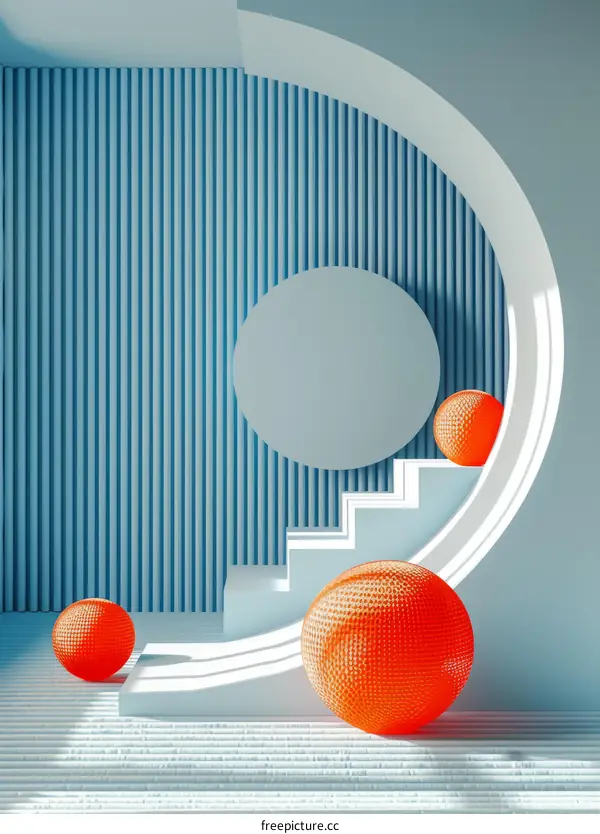 Floating Neon Spheres in a Minimalist White Room