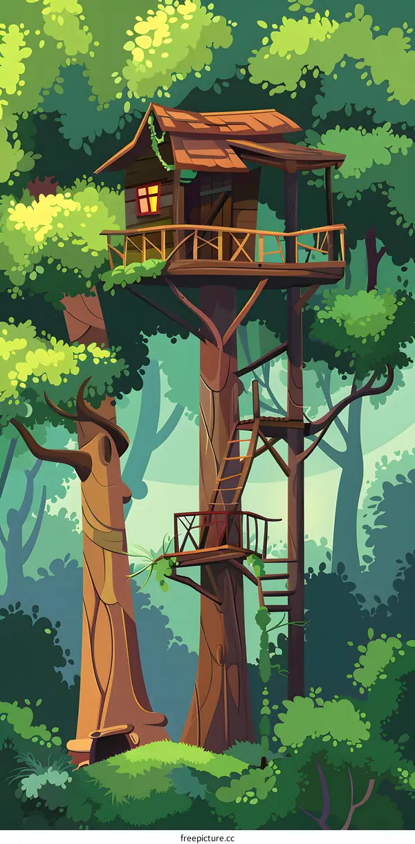 Treehouse in the Forest Illustration