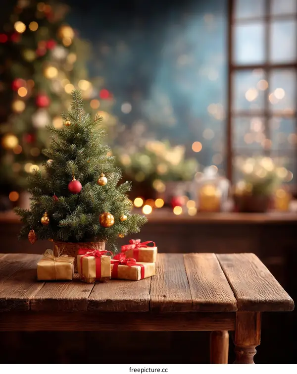 Christmas Festive Table Setting with Miniature Tree