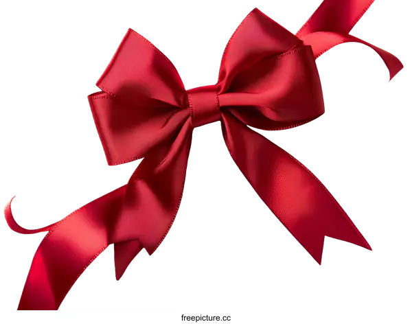 [Transparent Background PNG]Red Gift Ribbon Bow on White Background